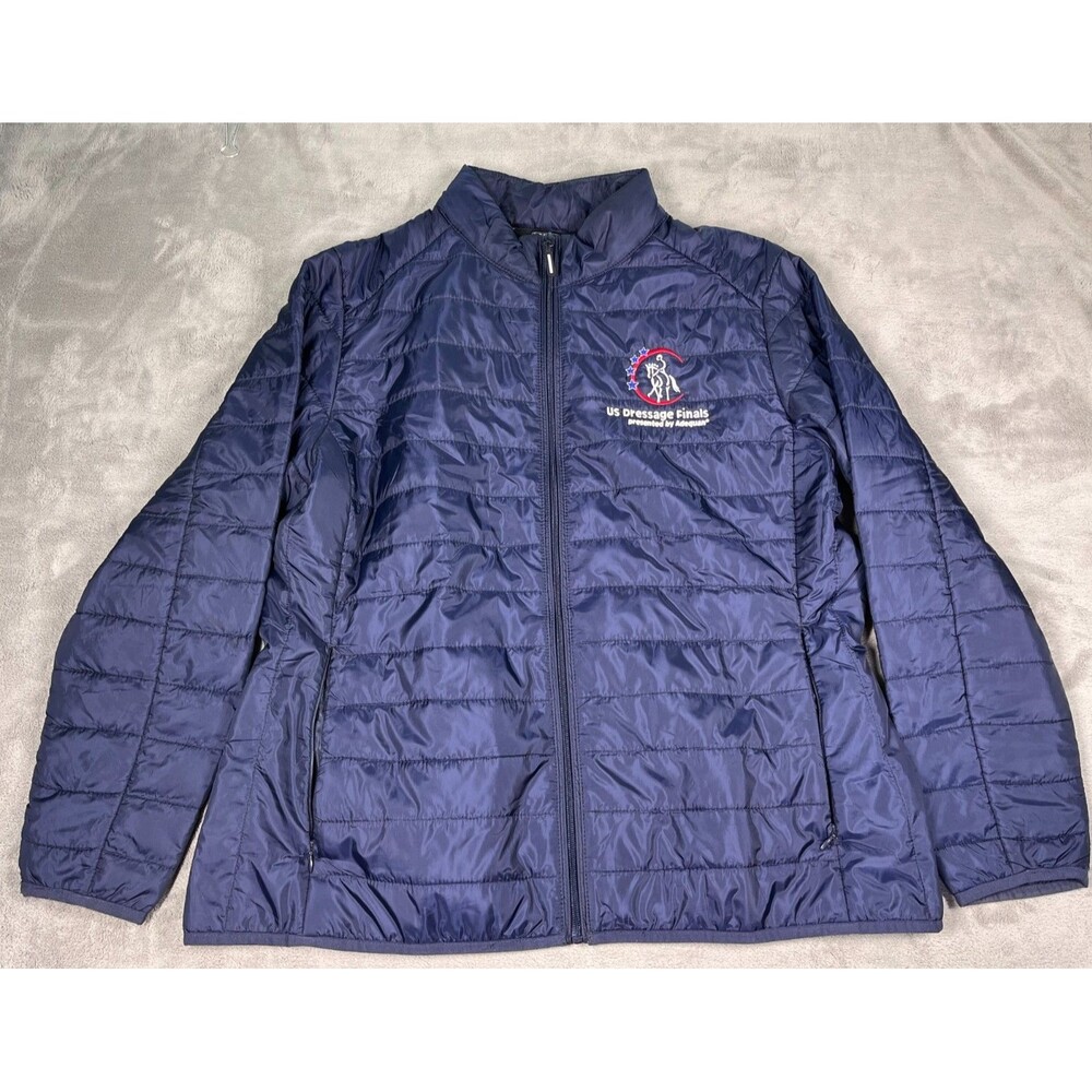 US Dressage Finals Quilted Jacket Blue Womens 2XL Core365 Logo Equestrian